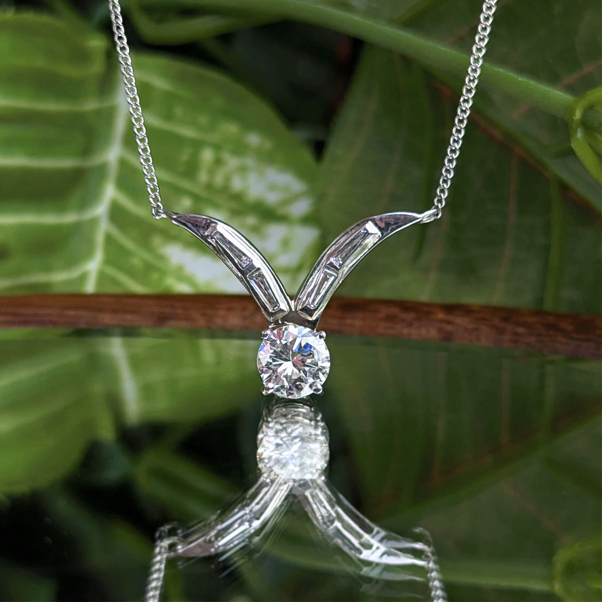 Antique 13K White Gold 1.25ct Diamond Necklace