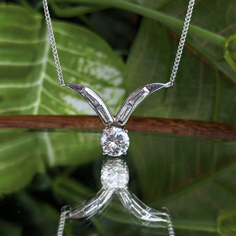 Antique 13K White Gold 1.25ct Diamond Necklace