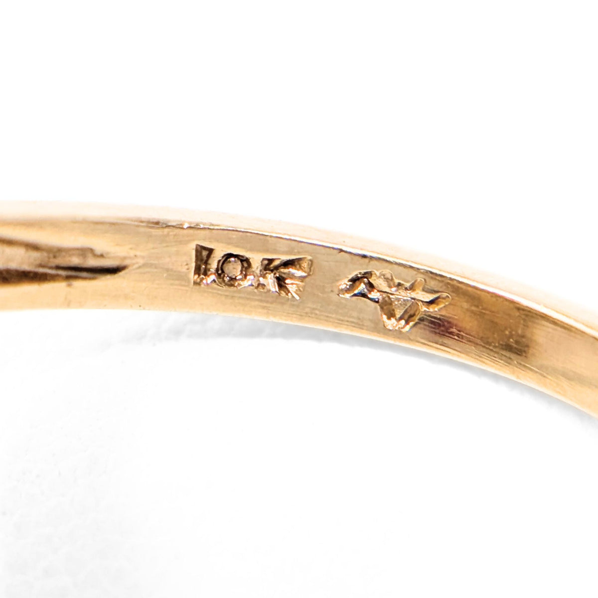 Vintage 10K Gold Pearl & Diamond Brushed Swirl Ring - Size 6