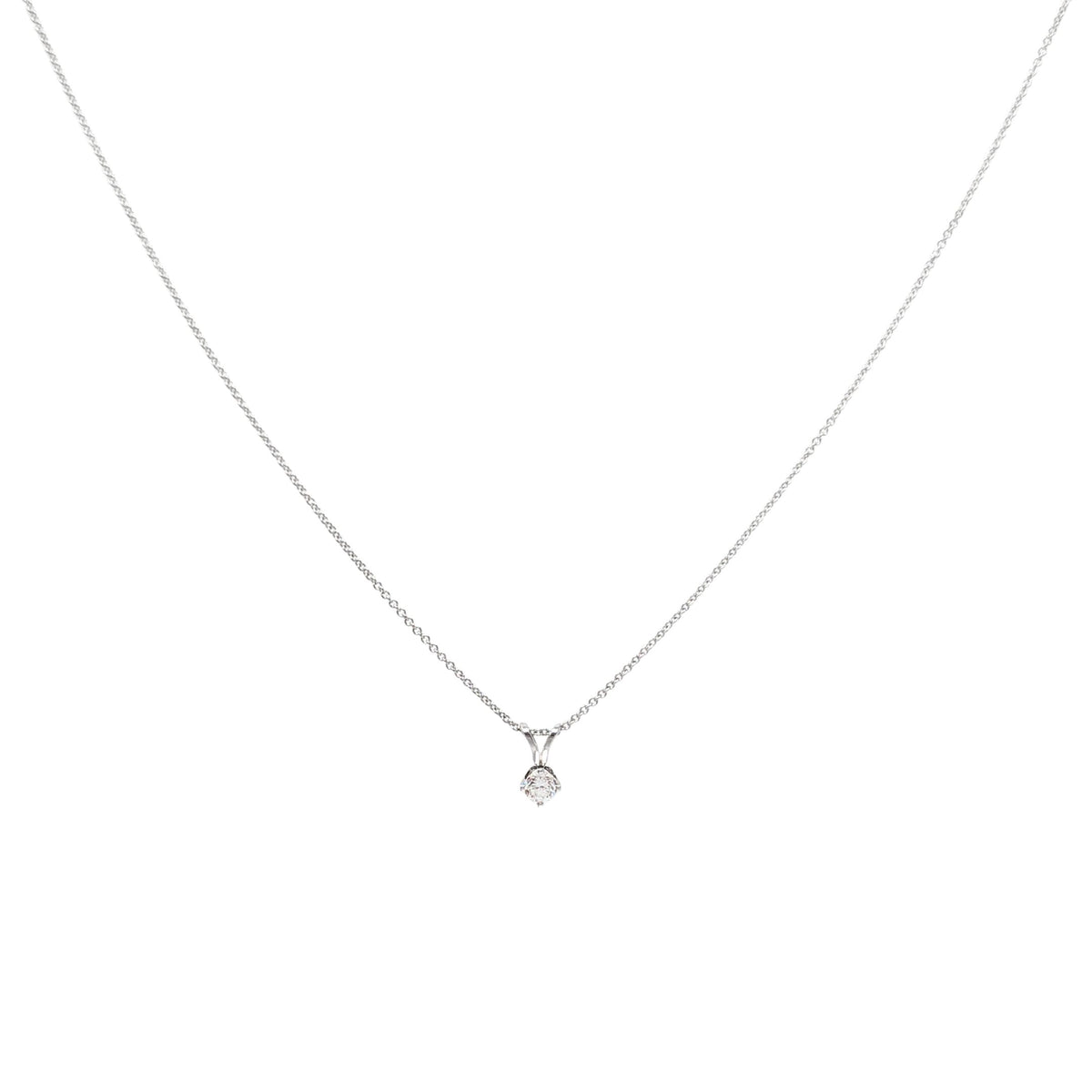 14K White Gold .20ct Diamond Solitaire 16" Necklace