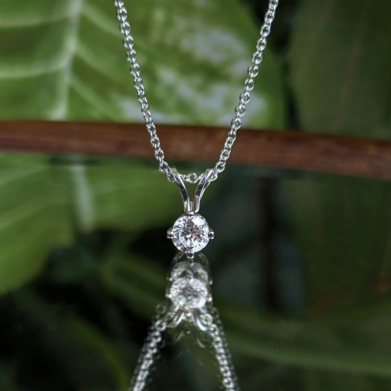 14K White Gold .20ct Diamond Solitaire 16" Necklace