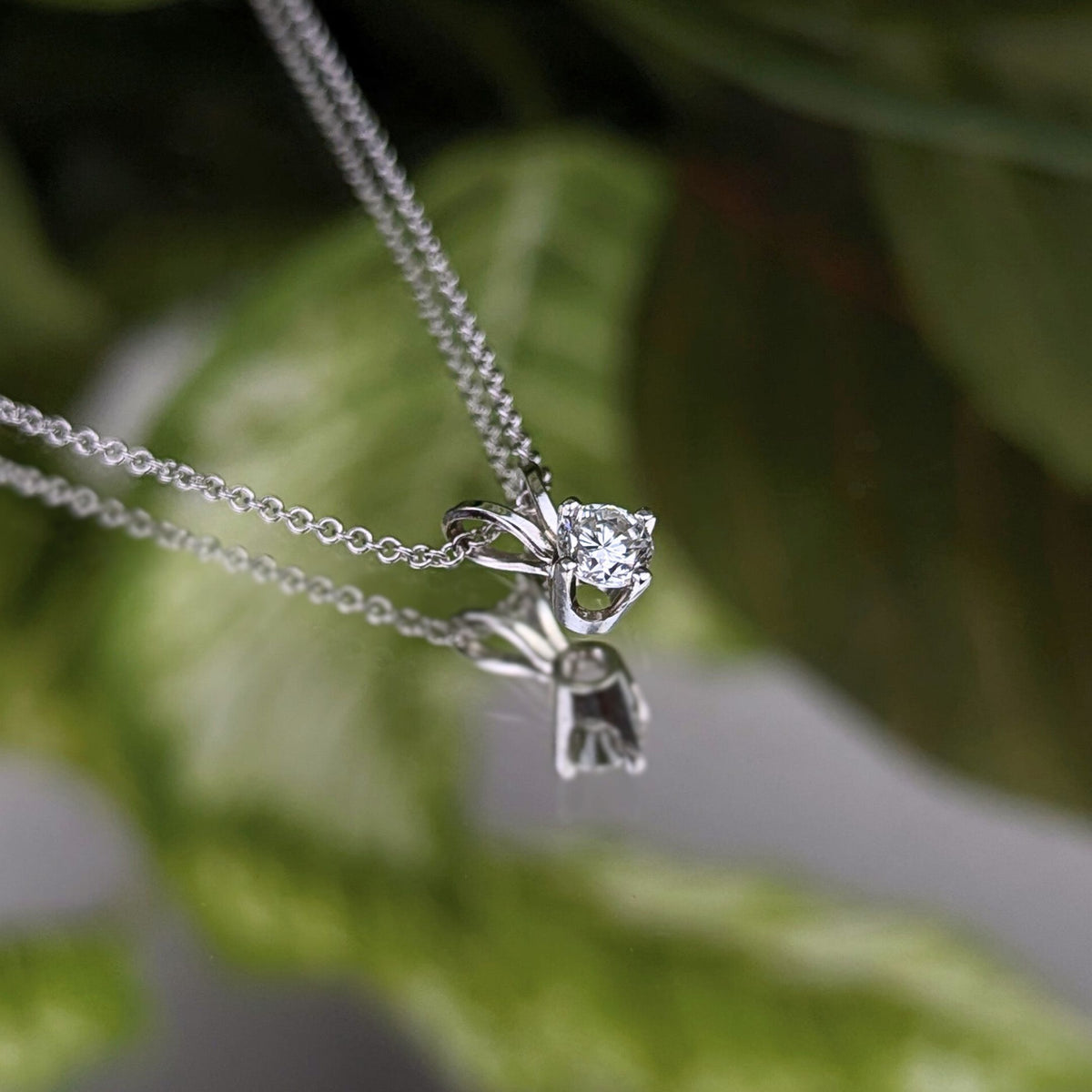 14K White Gold .20ct Diamond Solitaire 16" Necklace