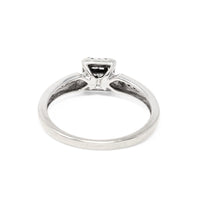 10K White Princess Cut Diamond Cluster Halo Ring - Size 7