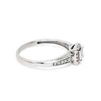 10K White Princess Cut Diamond Cluster Halo Ring - Size 7