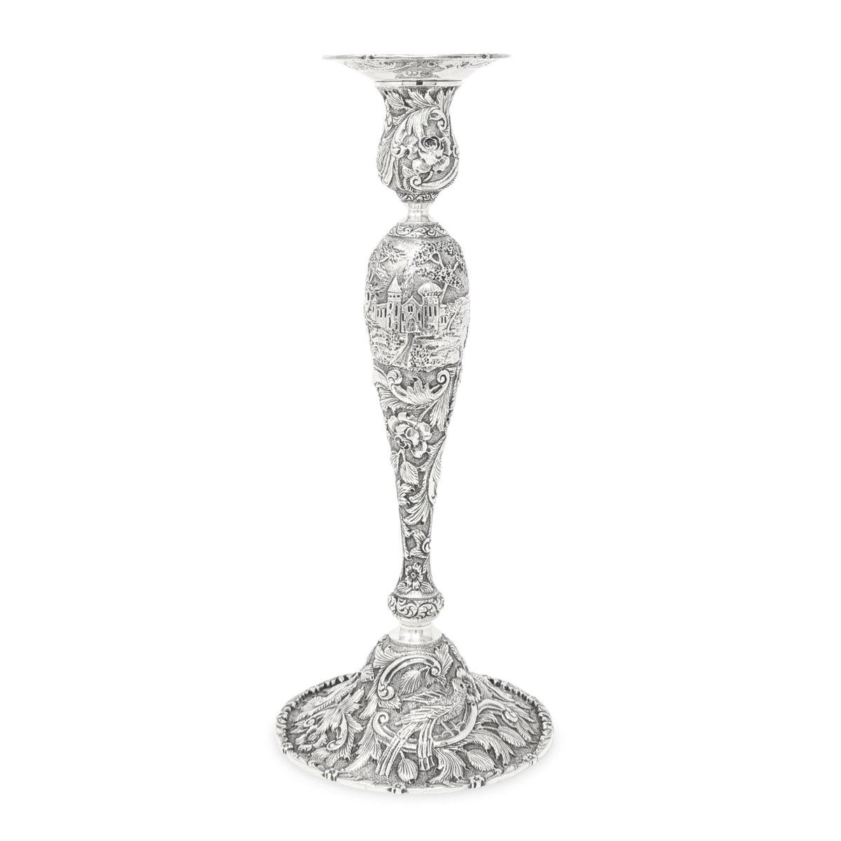 The Loring Andrews Co. "Landscape" Sterling Silver Candlesticks (Pair)