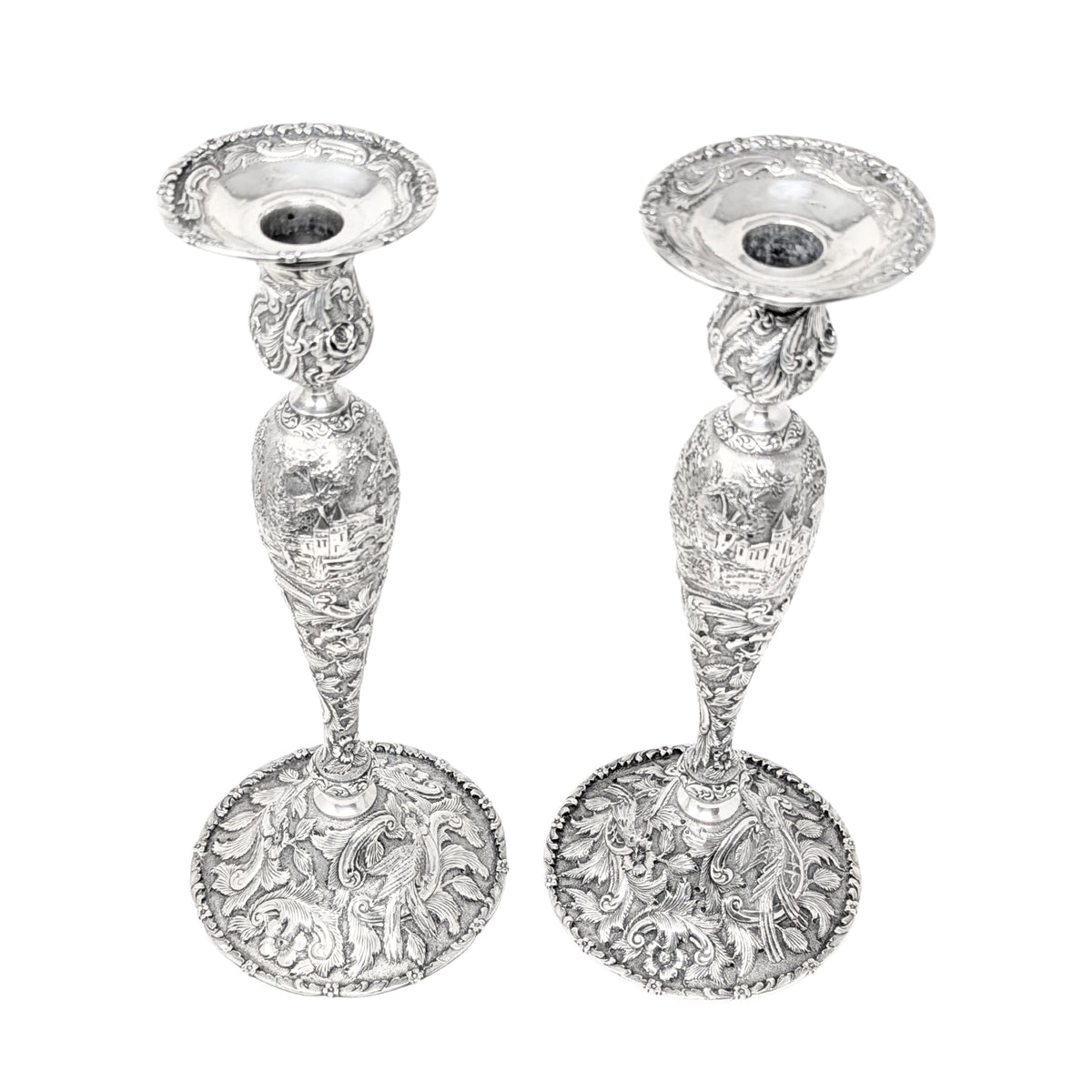 The Loring Andrews Co. "Landscape" Sterling Silver Candlesticks (Pair)