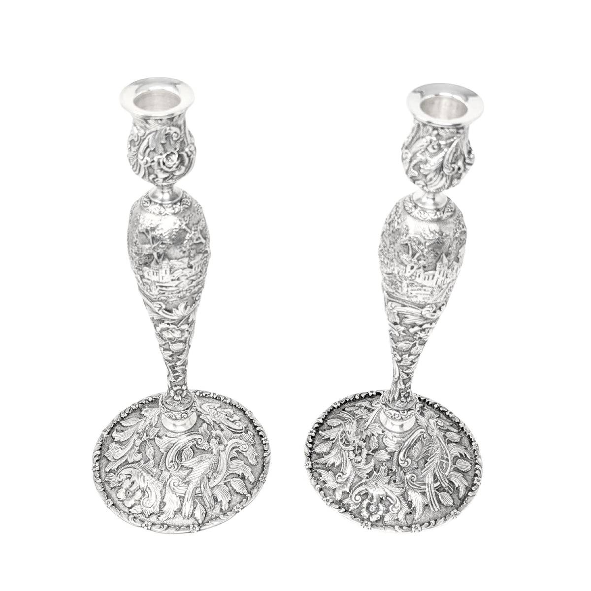 The Loring Andrews Co. "Landscape" Sterling Silver Candlesticks (Pair)