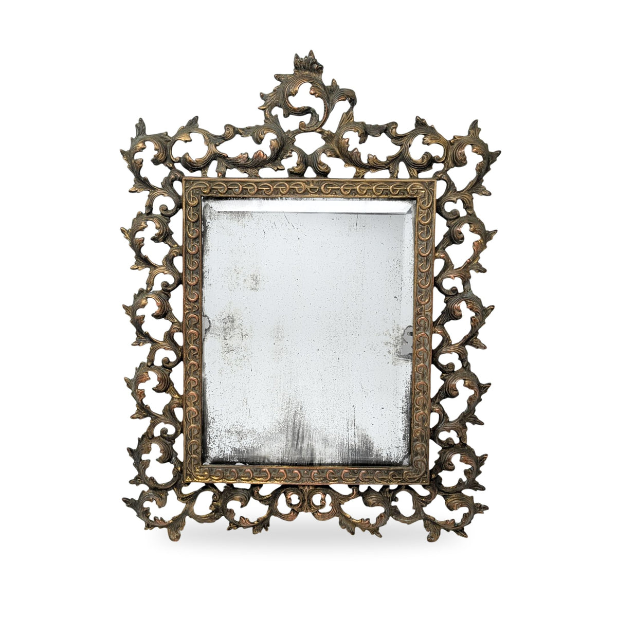 19th C. Louis XV Rococo Cast Iron Vanity Mirror