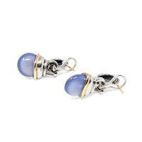David Yurman 18K/.925 Albion Chalcedony Diamond Acorn Drop Earrings