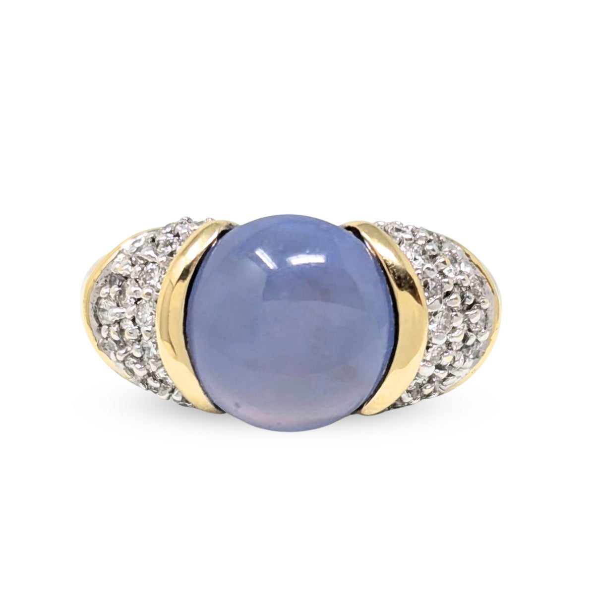 David Yurman 18K/.925 Albion Chalcedony Diamond Ring - Size 7