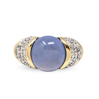 David Yurman 18K/.925 Albion Chalcedony Diamond Ring - Size 7
