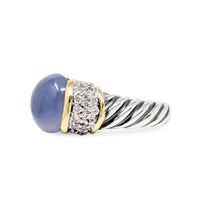 David Yurman 18K/.925 Albion Chalcedony Diamond Ring - Size 7