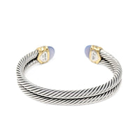 David Yurman 18K/.925 Albion Chalcedony & Diamond Double Cable Cuff