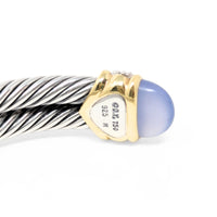 David Yurman 18K/.925 Albion Chalcedony & Diamond Double Cable Cuff