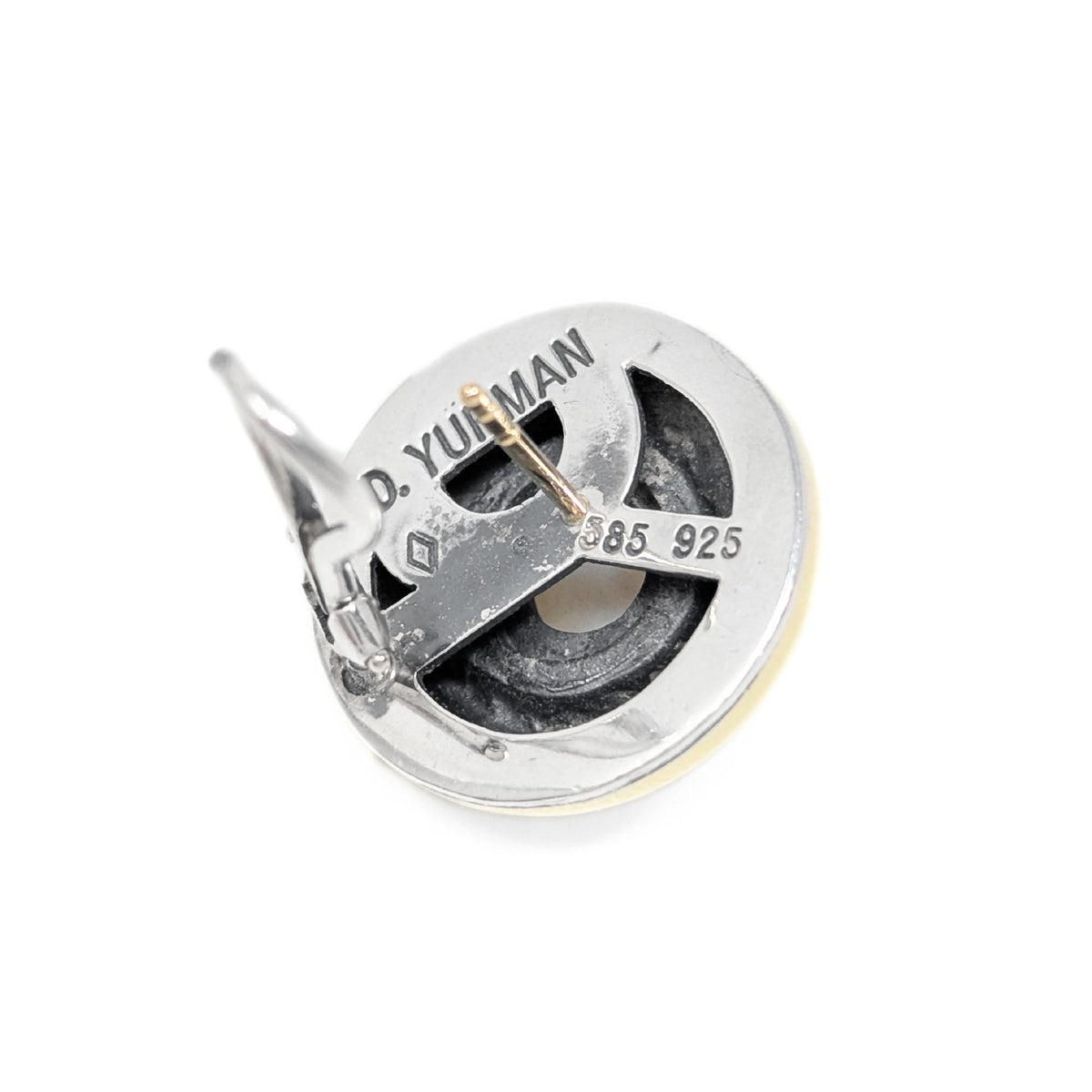 David Yurman .925/14K Pearl Cable Button Earrings