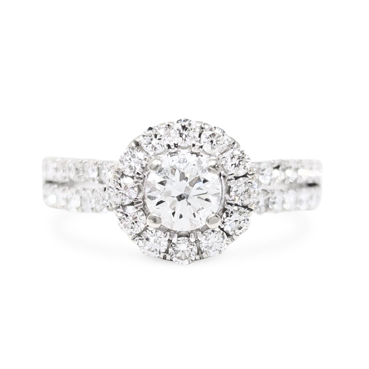 13K White Gold 1.46tcw Halo Diamond Engagement Ring - Size 7
