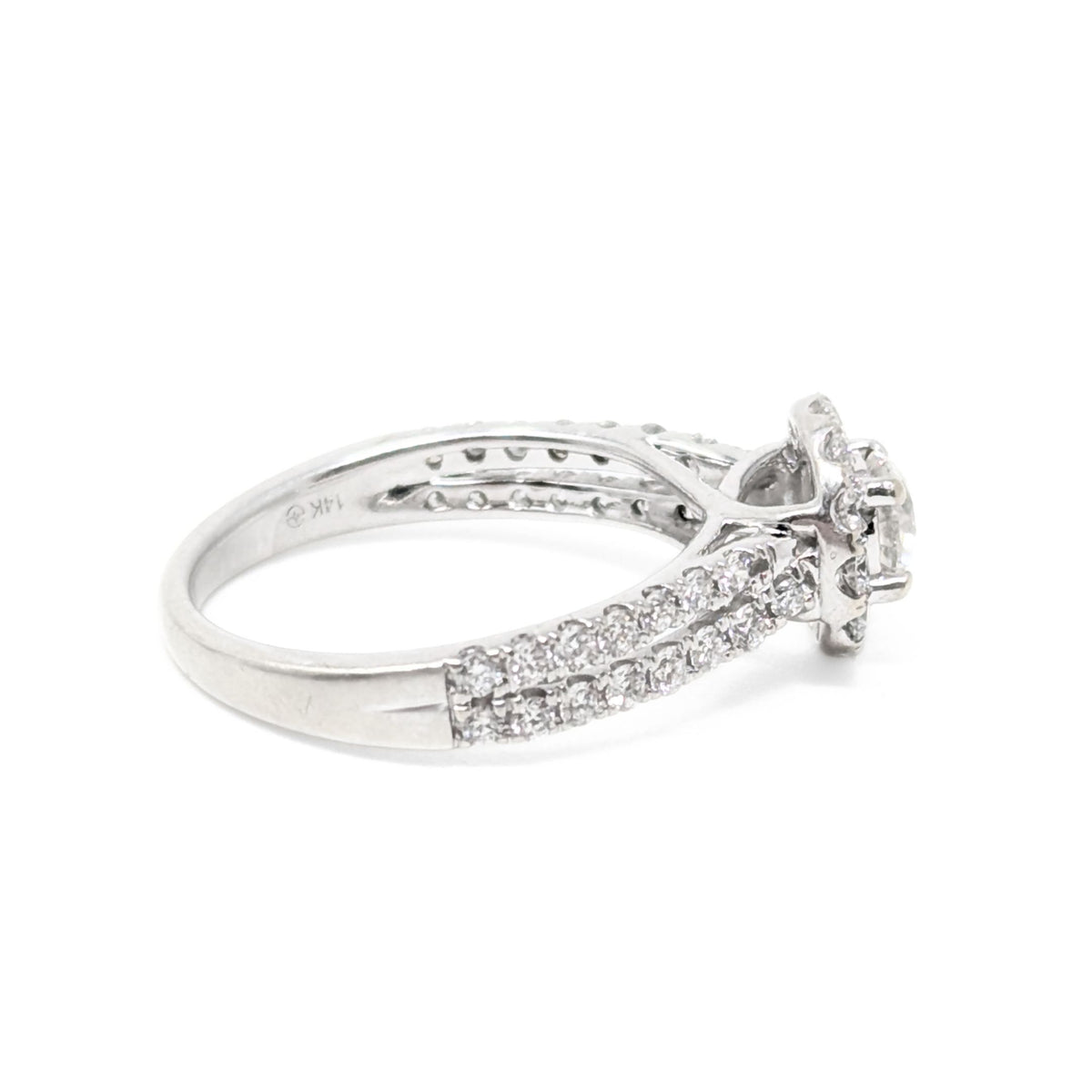 13K White Gold 1.46tcw Halo Diamond Engagement Ring - Size 7