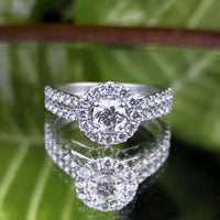 13K White Gold 1.46tcw Halo Diamond Engagement Ring - Size 7