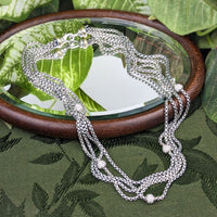 David Yurman 18K/.925 Pavé Diamond Ball 4-Strand 17” Necklace