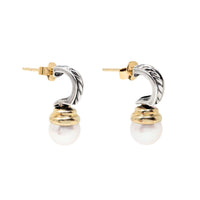 David Yurman 14K/.925 Hampton Pearl Cable Drop Earrings