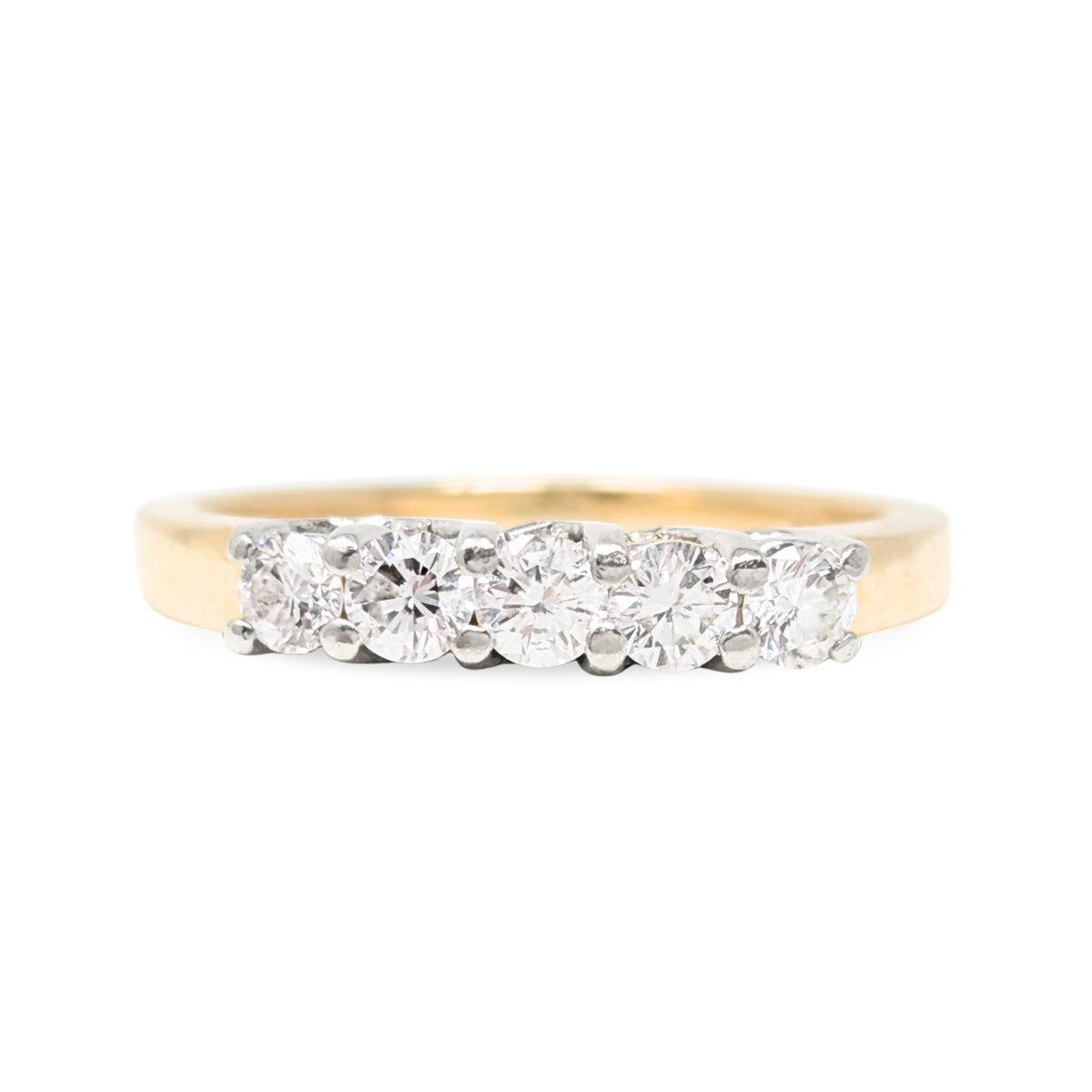 Vintage 14K Gold 5-Diamond Anniversary Ring - Size 7.5