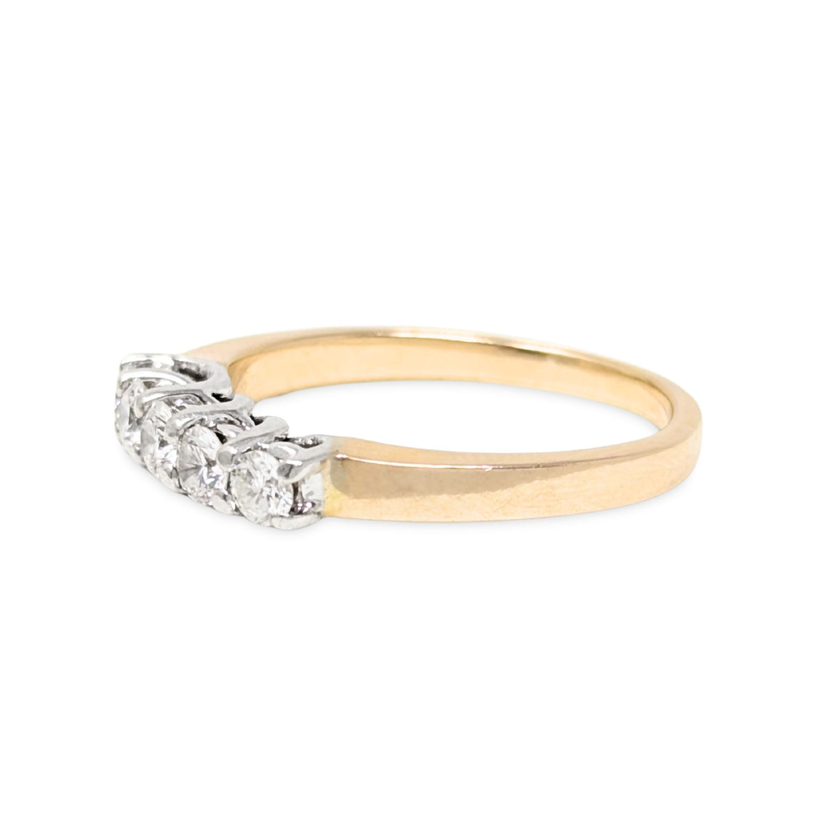 Vintage 14K Gold 5-Diamond Anniversary Ring - Size 7.5