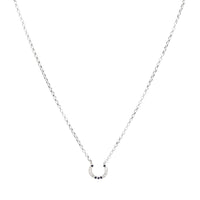 Italian 13K/14K White Gold Diamond & Blue Sapphire 19” Horseshoe Necklace