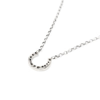 Italian 13K/14K White Gold Diamond & Blue Sapphire 19” Horseshoe Necklace