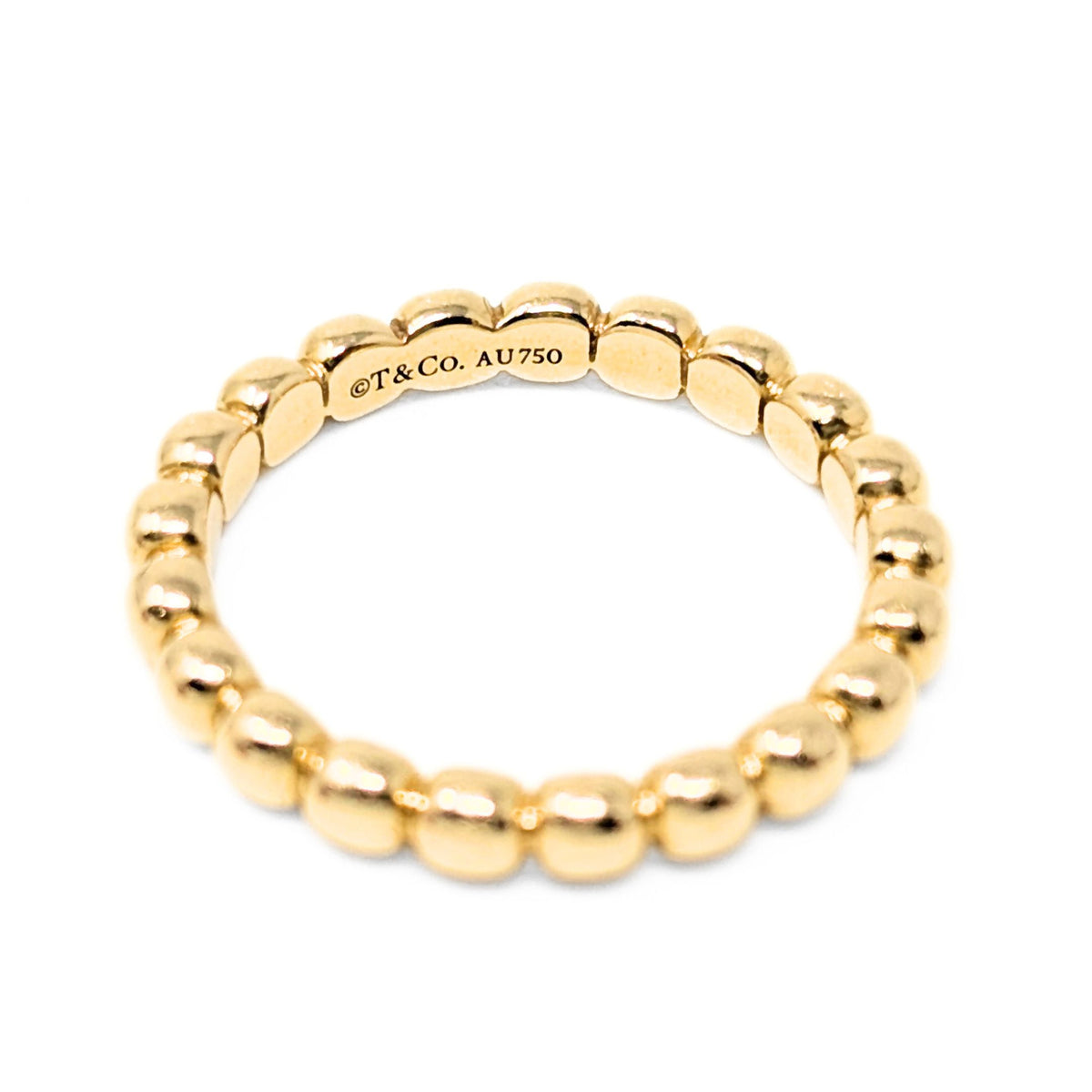 Tiffany & Co 18K Gold Ziegfeld Beaded Stacking Ring - Size 6