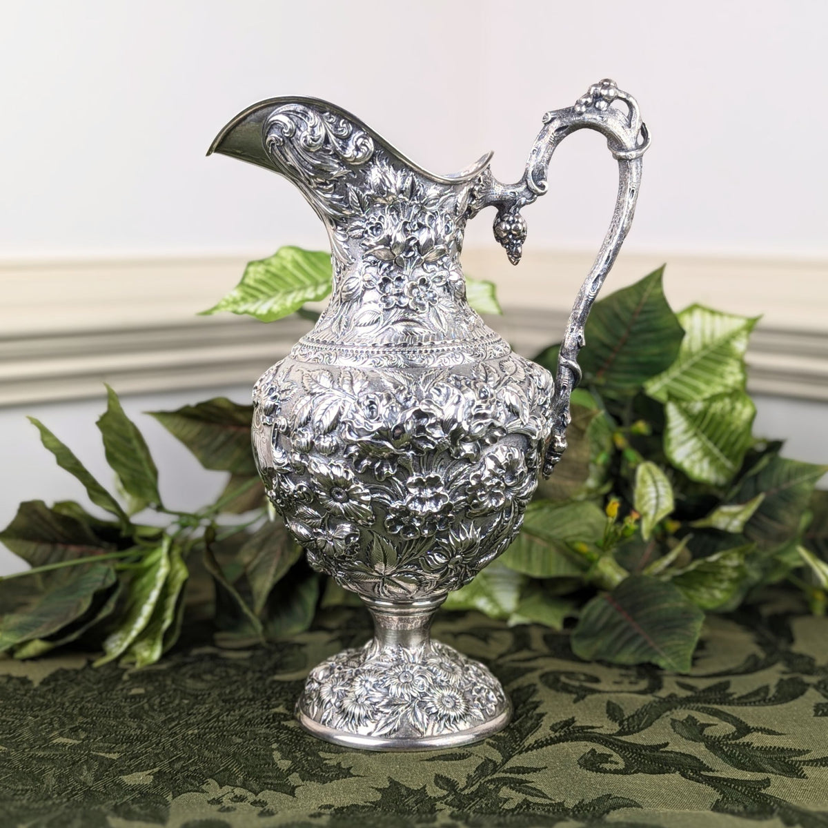 The Schofield Company "Baltimore Rose" Sterling Silver Repoussé Ewer