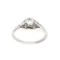 Antique 13K White Gold Old European Cut Diamond Solitaire Filigree Ring - Size 7