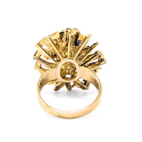 Vintage 10K Gold Double Pearl Brutalist Cocktail Ring - Size 6