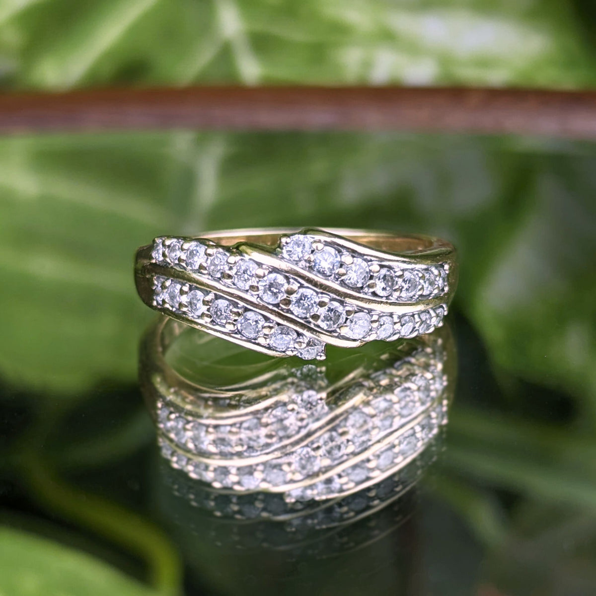 Keepsake 13K Gold 27 Diamond Triple Wrap Ring - Size 8.25