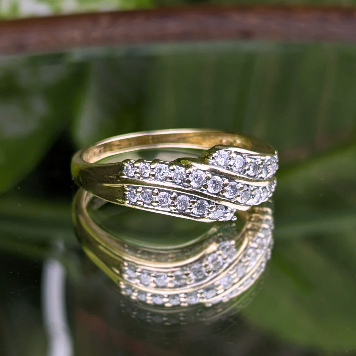 Keepsake 13K Gold 27 Diamond Triple Wrap Ring - Size 8.25