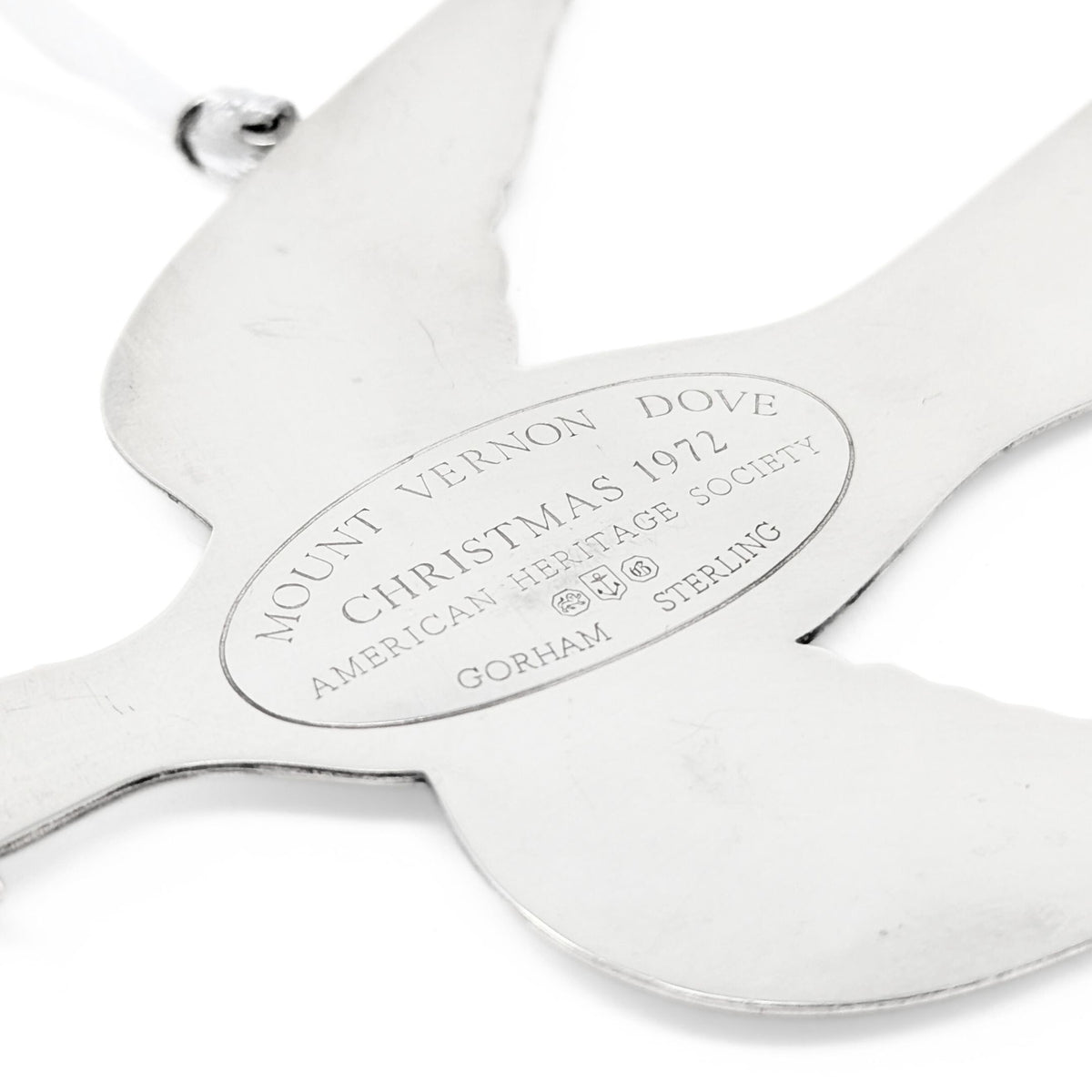Gorham 1972 Mount Vernon Dove Christmas Ornament