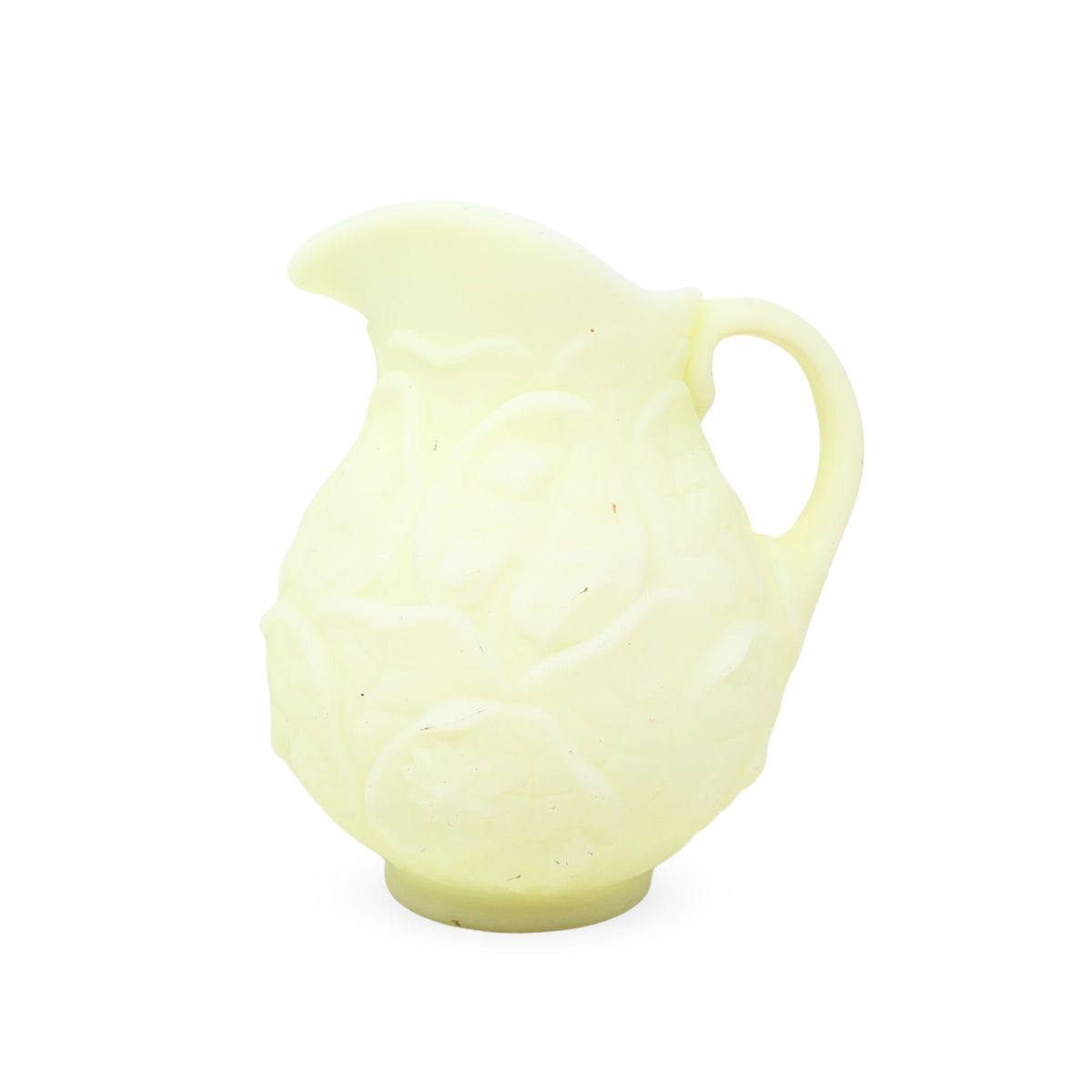 Fenton "Water Lily" Uranium Custard Glass Pitcher