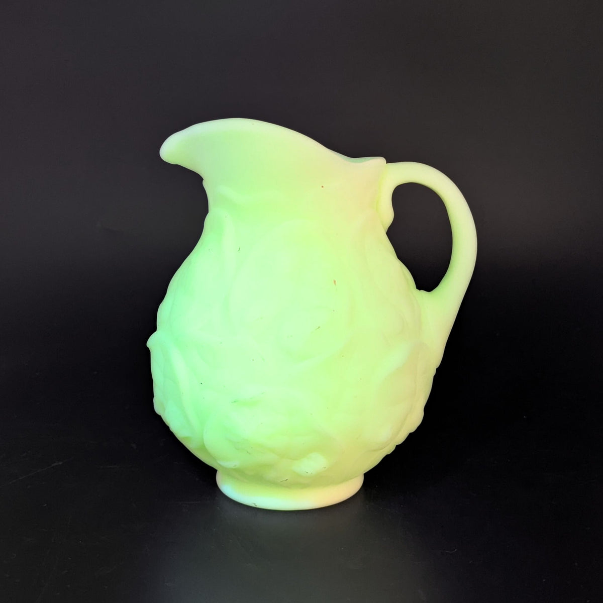 Fenton "Water Lily" Uranium Custard Glass Pitcher