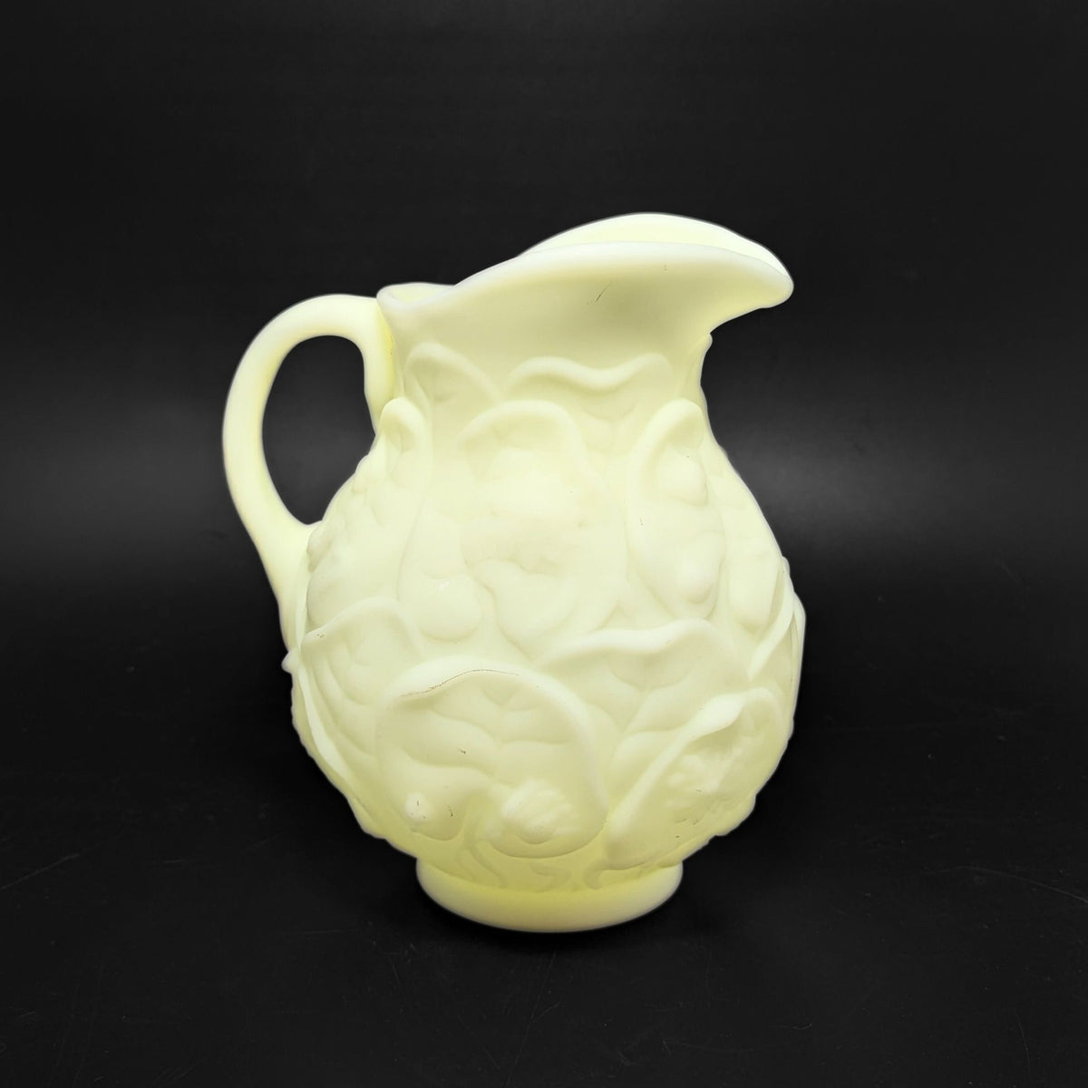 Fenton "Water Lily" Uranium Custard Glass Pitcher