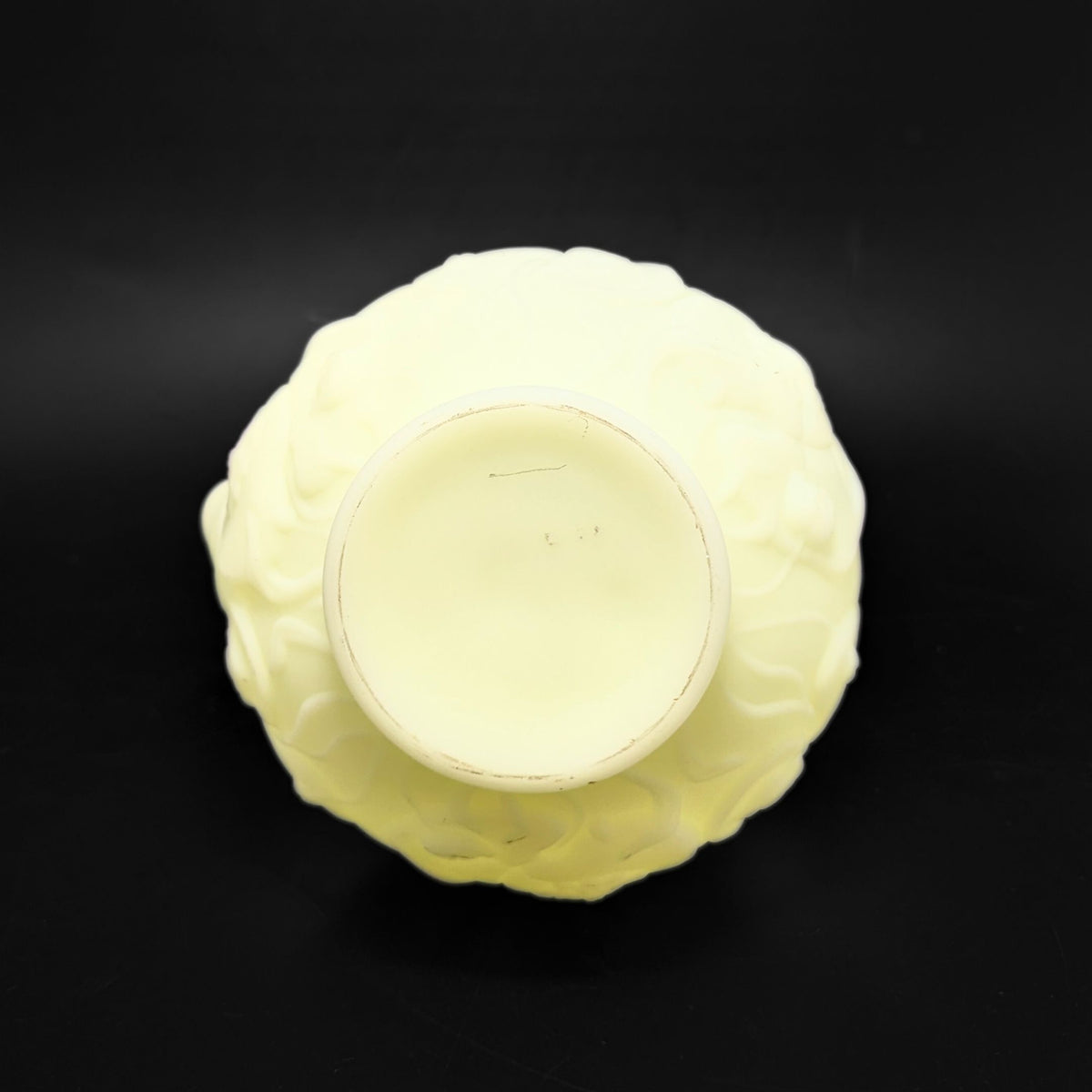 Fenton "Water Lily" Uranium Custard Glass Pitcher