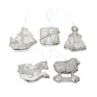 Kirk Stieff for Colonial Williamsburg (5) Silverplate Christmas Ornaments