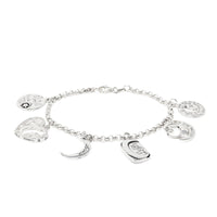 Sterling Silver 7.5" Moon & Stars Love Charm Bracelet