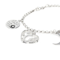Sterling Silver 7.5" Moon & Stars Love Charm Bracelet