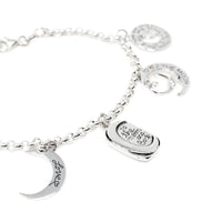 Sterling Silver 7.5" Moon & Stars Love Charm Bracelet