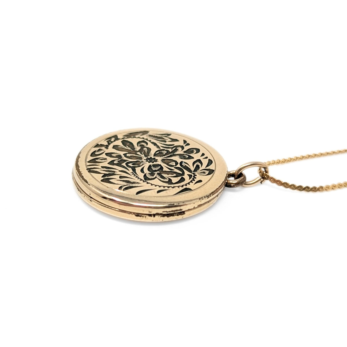 Binder/Bliss Bros Antique Gold Filled Monogrammed Photo Locket Necklace