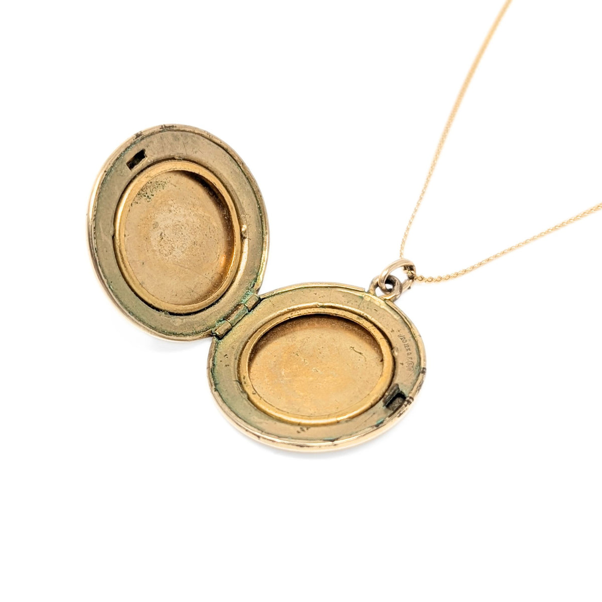 Binder/Bliss Bros Antique Gold Filled Monogrammed Photo Locket Necklace