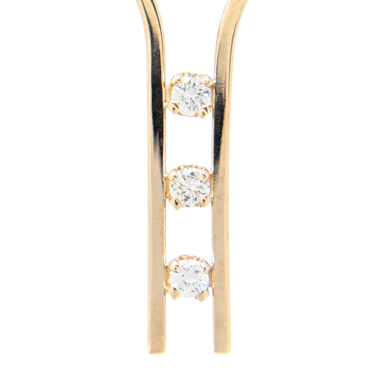 B.A.B. Vintage 14K Gold Y-Bar 3-Diamond Drop Necklace