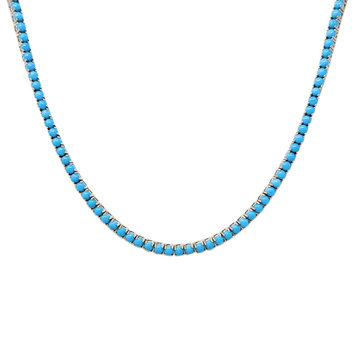 D’Joy Sterling Silver Sleeping Beauty Turquoise 18" Tennis Necklace