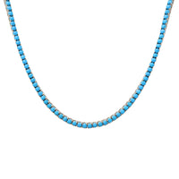 D’Joy Sterling Silver Sleeping Beauty Turquoise 18" Tennis Necklace