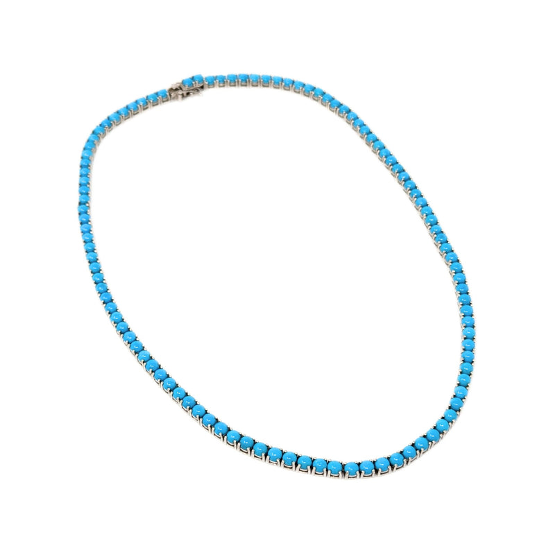 D’Joy Sterling Silver Sleeping Beauty Turquoise 18" Tennis Necklace