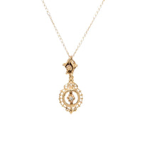 13K Gold & Diamond Victorian Style 18” Pendant Necklace